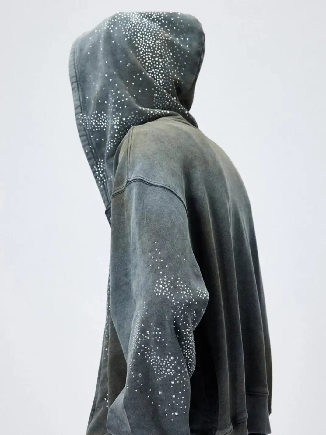 DND4DES丨Colorful Rhinestone Washed Distressed Hoodie