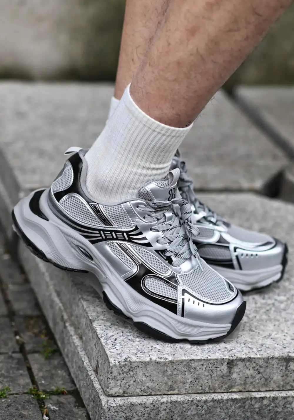 EBLAN丨SMOKE SHADOW Dad Shoes-Black&Sliver