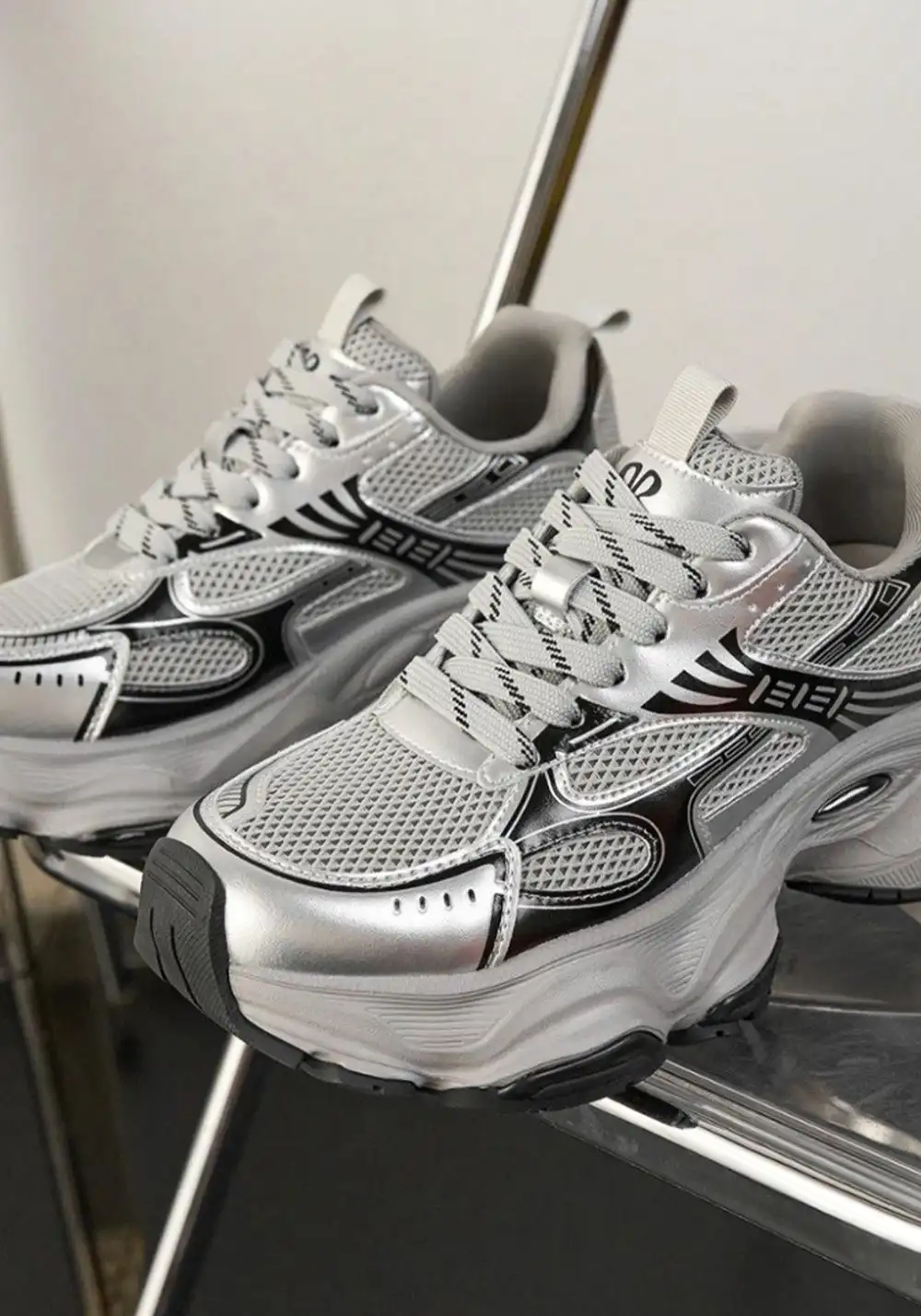 EBLAN丨SMOKE SHADOW Dad Shoes-Black&Sliver