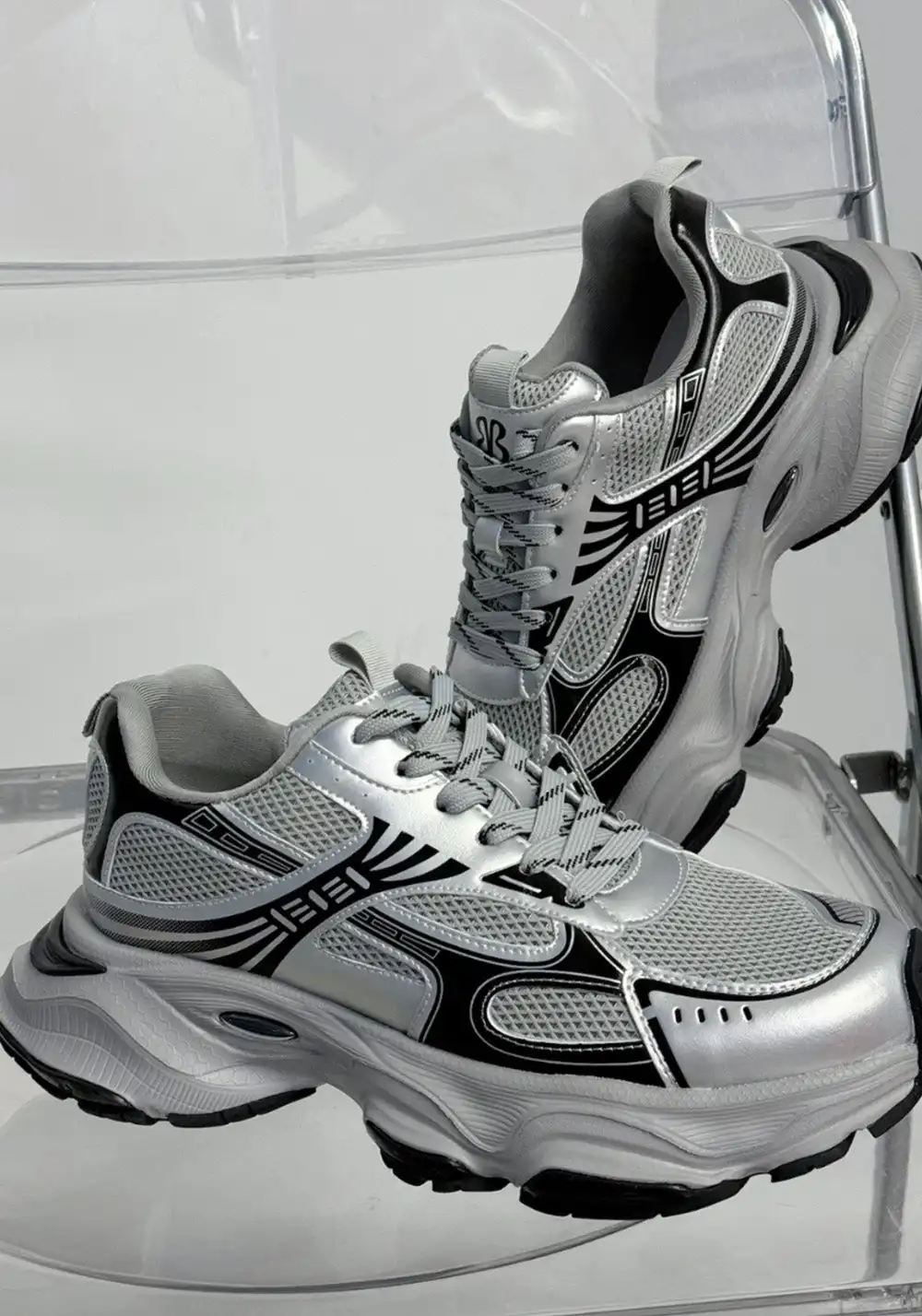 EBLAN丨SMOKE SHADOW Dad Shoes-Black&Sliver