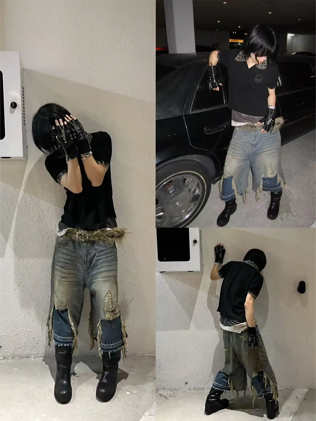 REGEN ZONE | "RIOT" Samurai Distressed Patchwork Cropped Pants