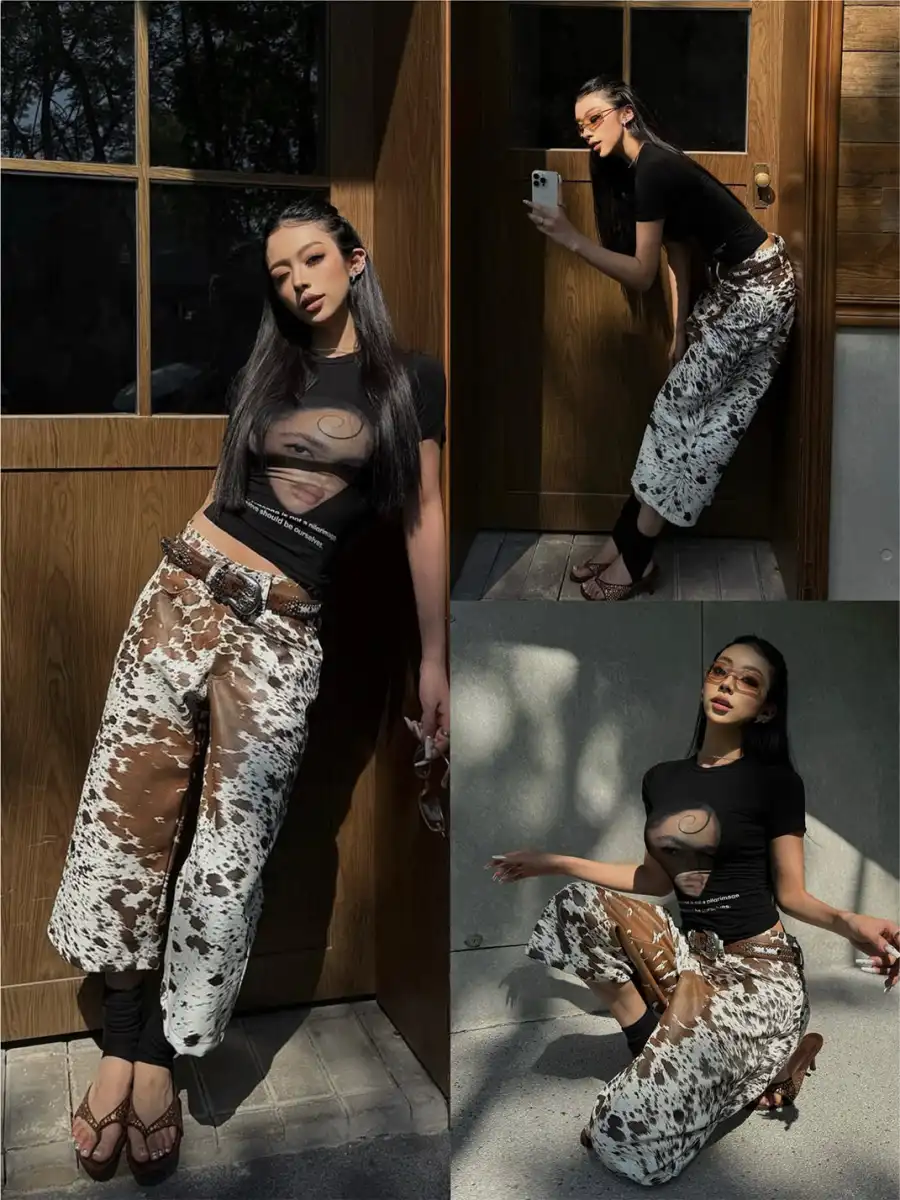 REGEN ZONE | "RIOT" Fog White Distressed Suede Cropped Pants - 3
