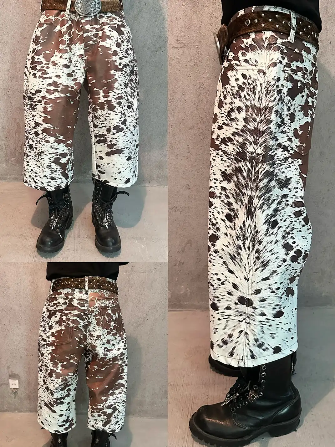 REGEN ZONE | "RIOT" Fog White Distressed Suede Cropped Pants