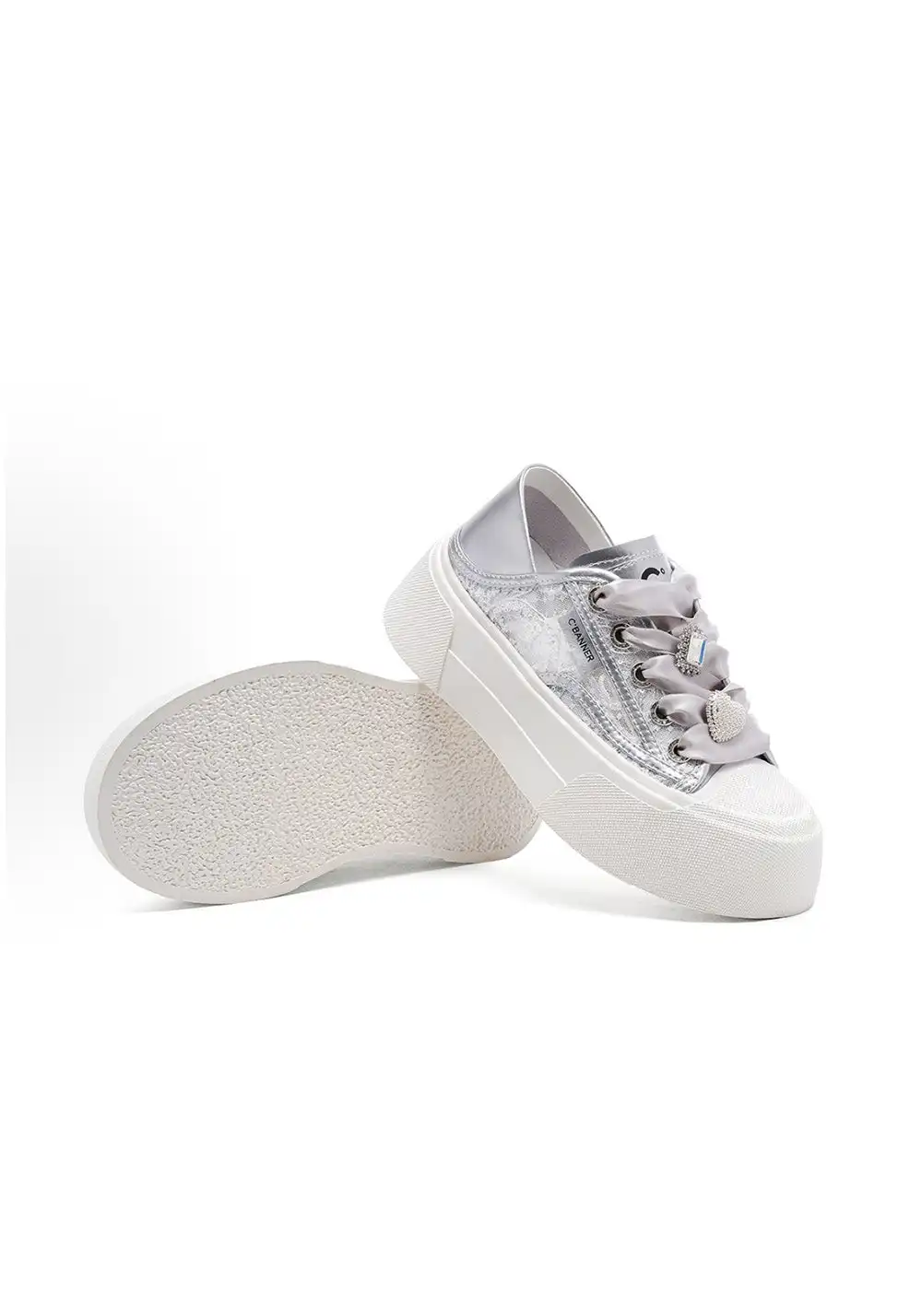 CBANNER丨Sweet and Cute Mesh Low-Top Sneakers in Silver