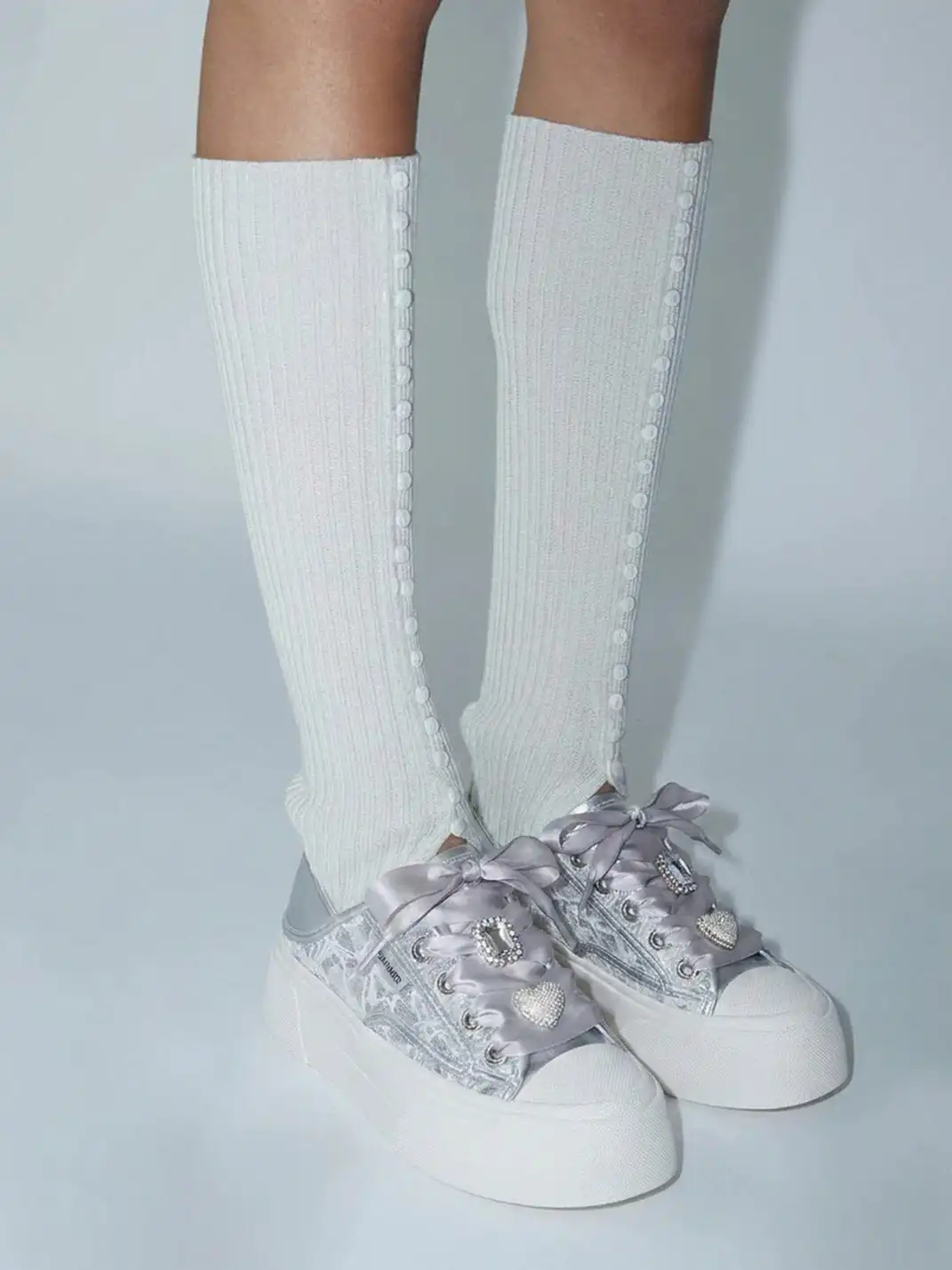 CBANNER丨Sweet and Cute Mesh Low-Top Sneakers in Silver