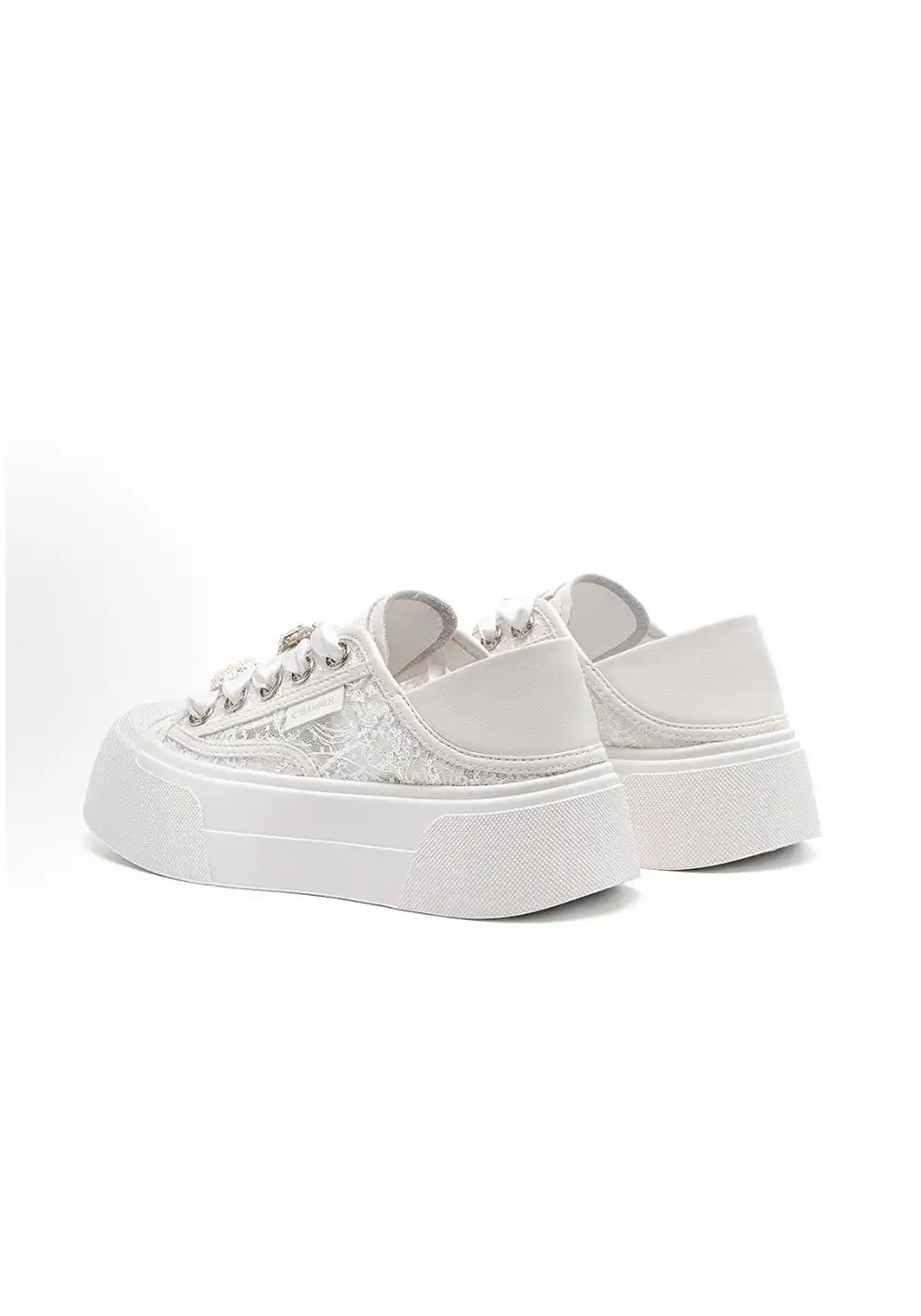 C.BANNER丨 Chanel-style Sweet and Cute Mesh Low-Top Sneakers in Silver