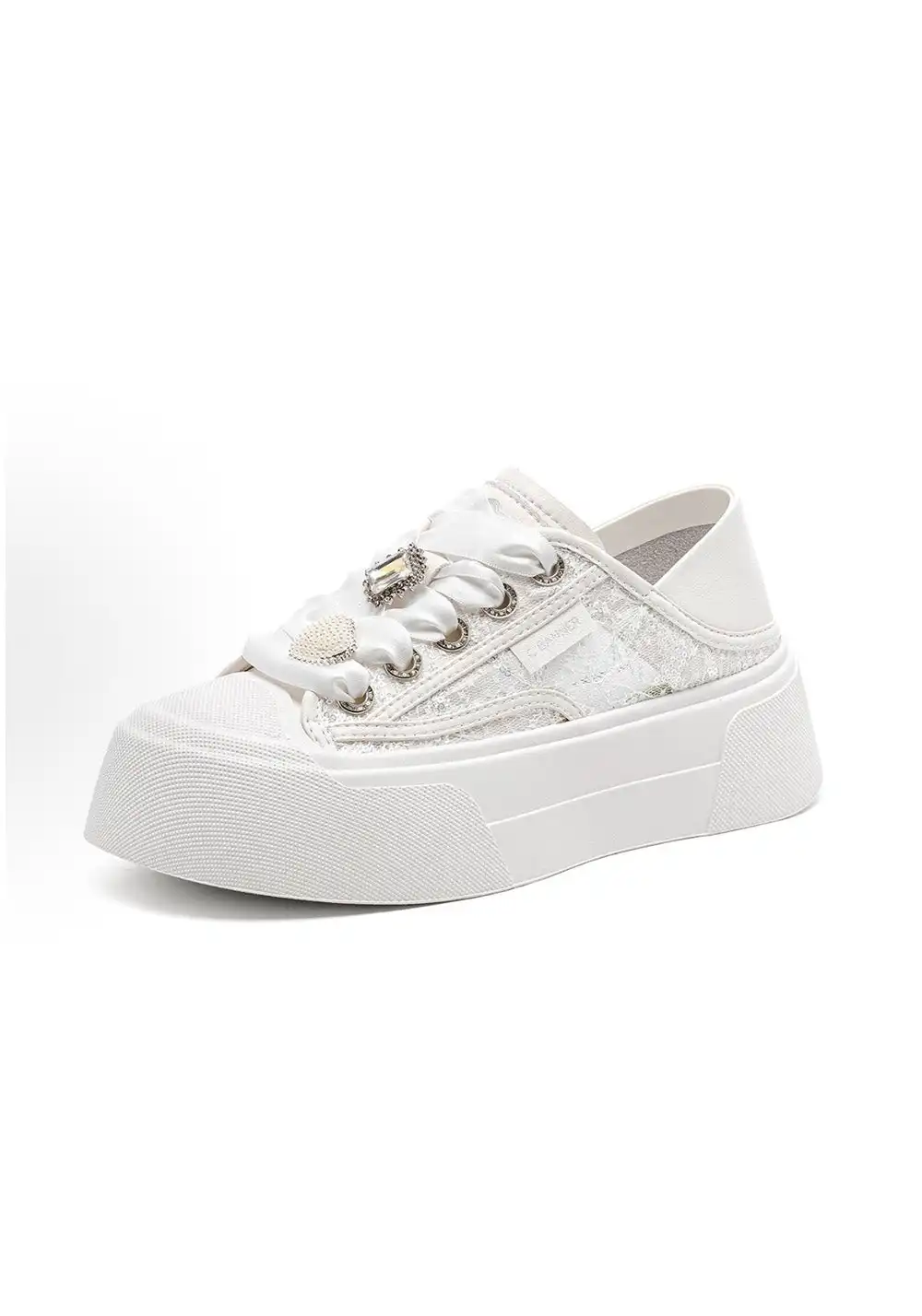 C.BANNER丨 Chanel-style Sweet and Cute Mesh Low-Top Sneakers in Silver