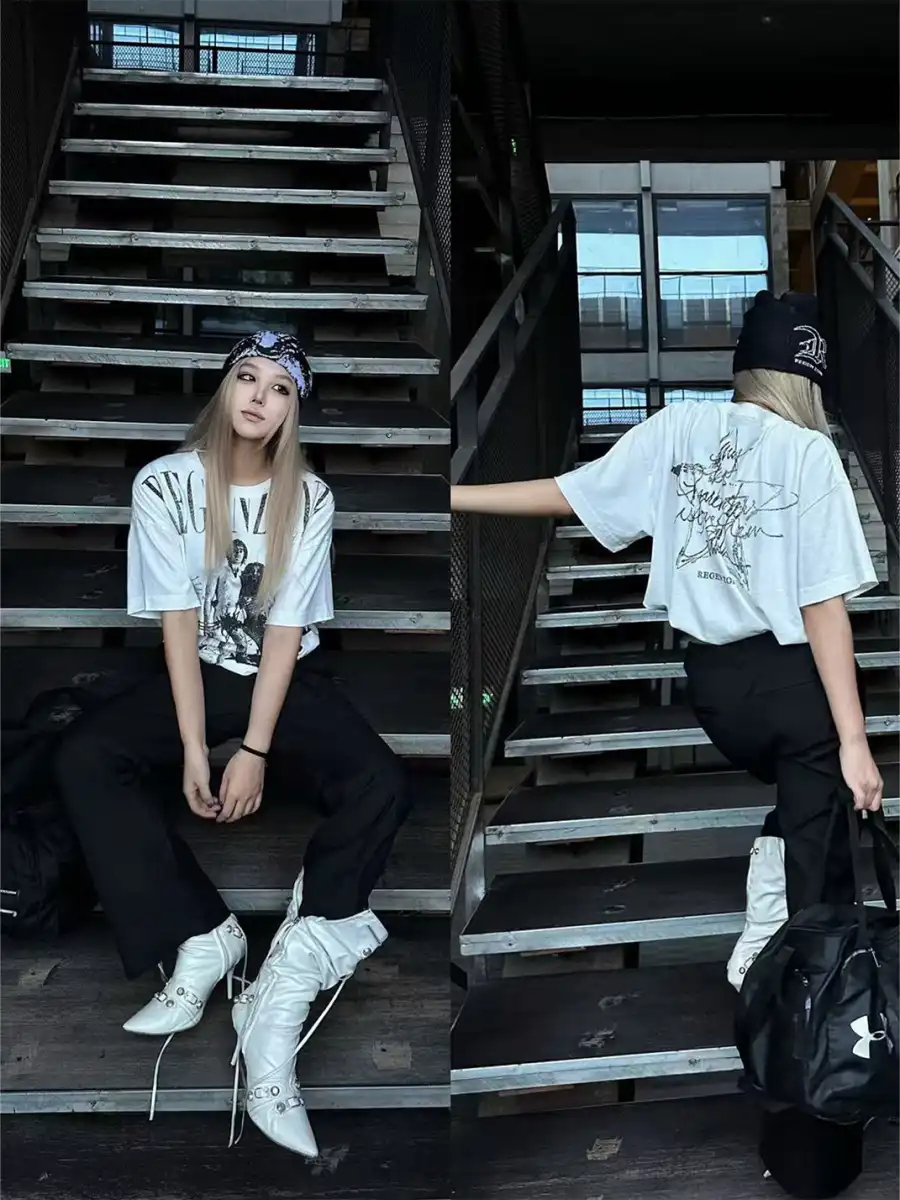 REGEN ZONE | "RIOT" Love Art Pearl White Distressed Tee - 3