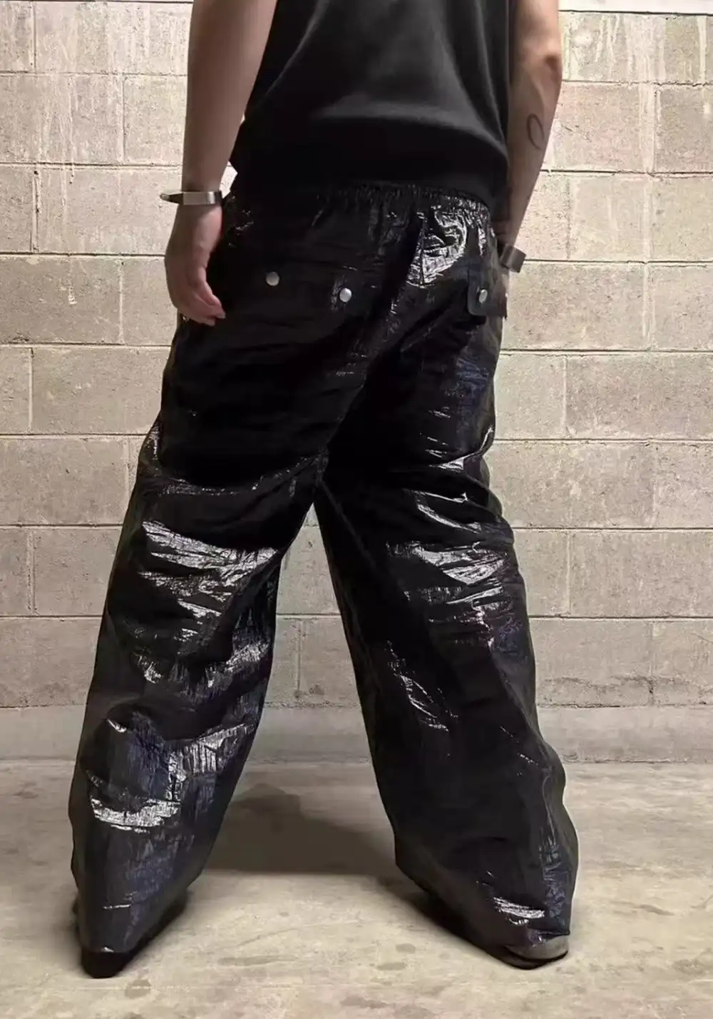 Disark│Crinkled Textured Wide-Leg Pants