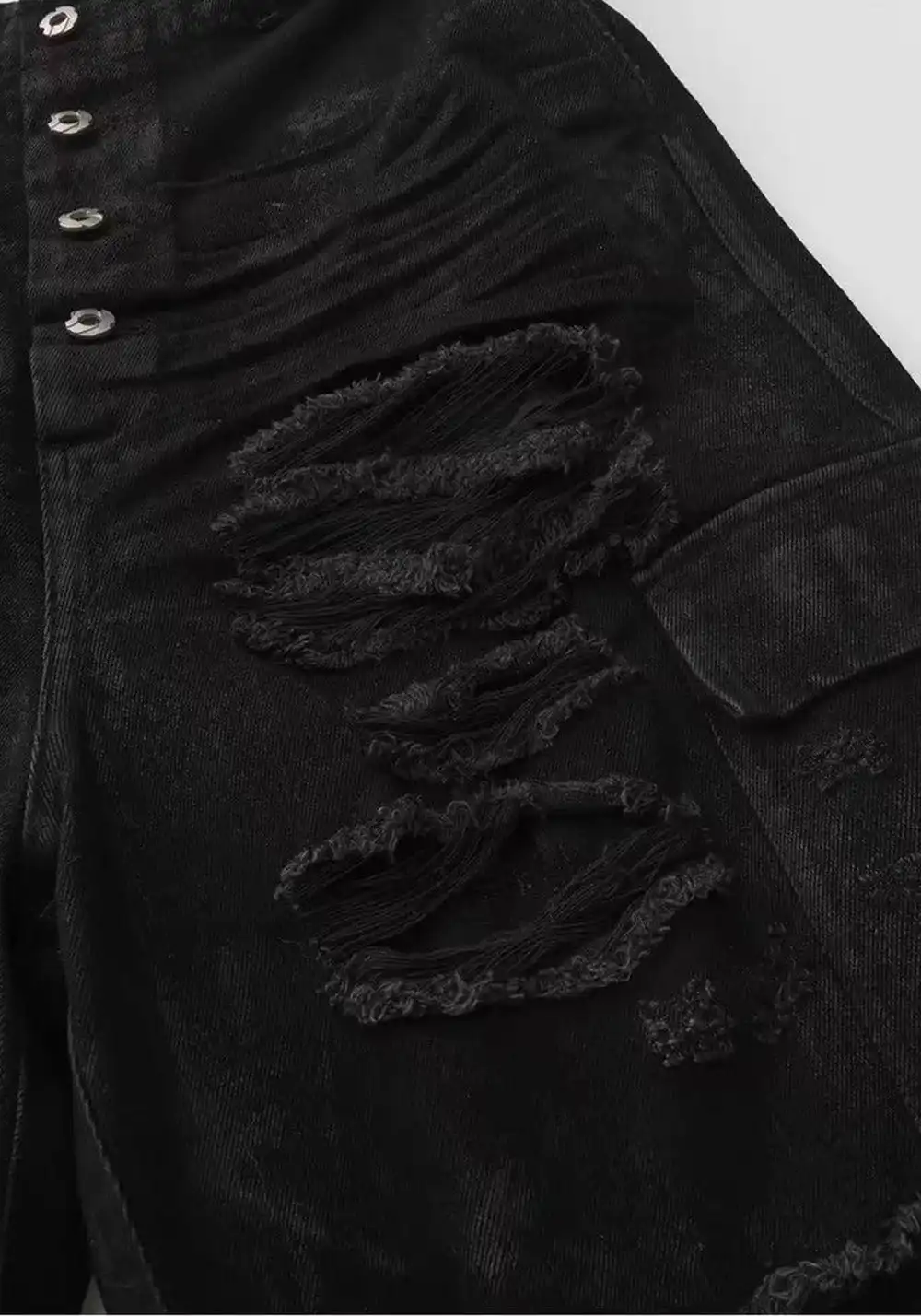Disark│Waxed Distressed Denim Shorts