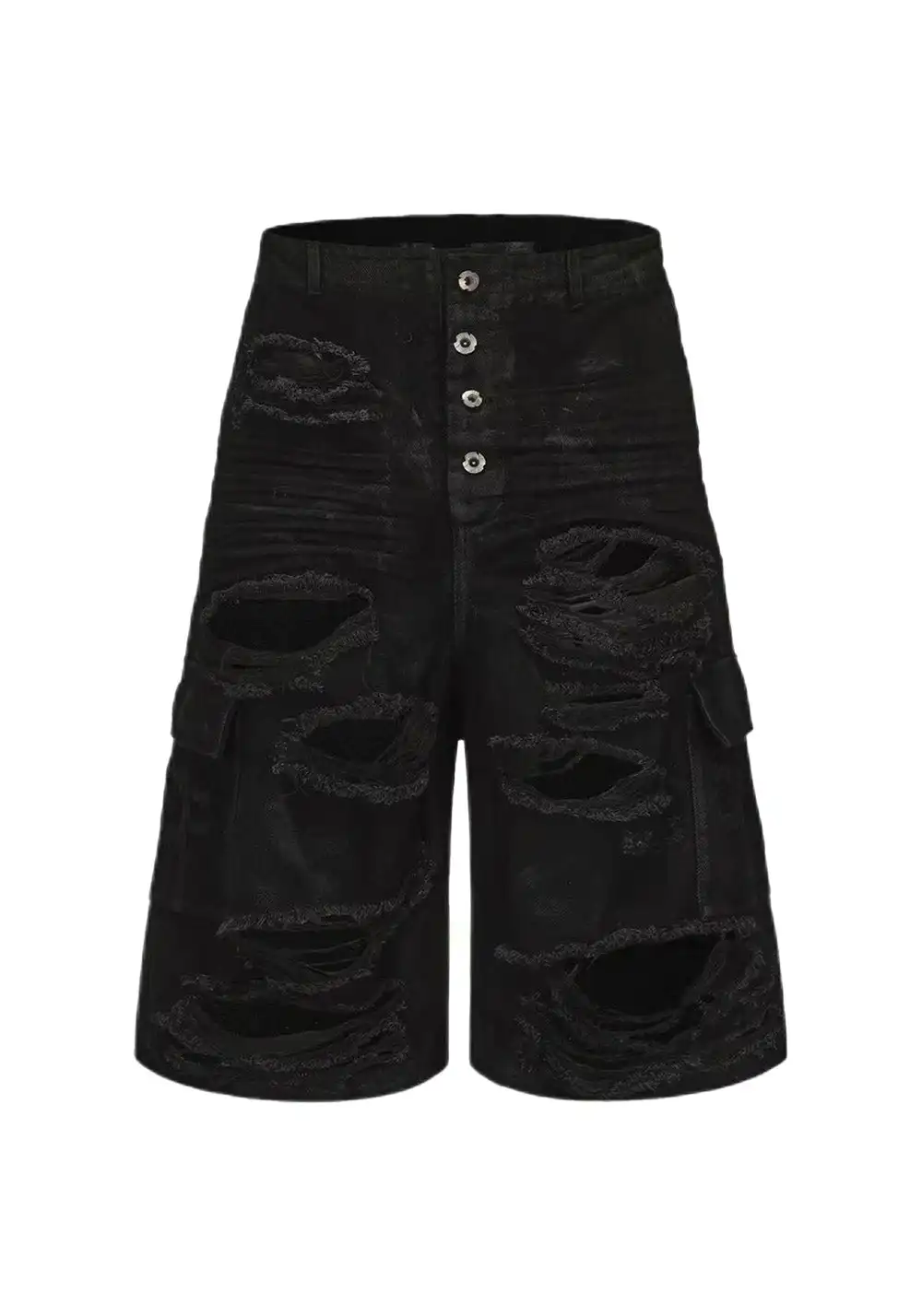 Disark│Waxed Distressed Denim Shorts