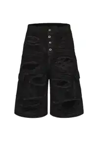 Disark│Waxed Distressed Denim Shorts