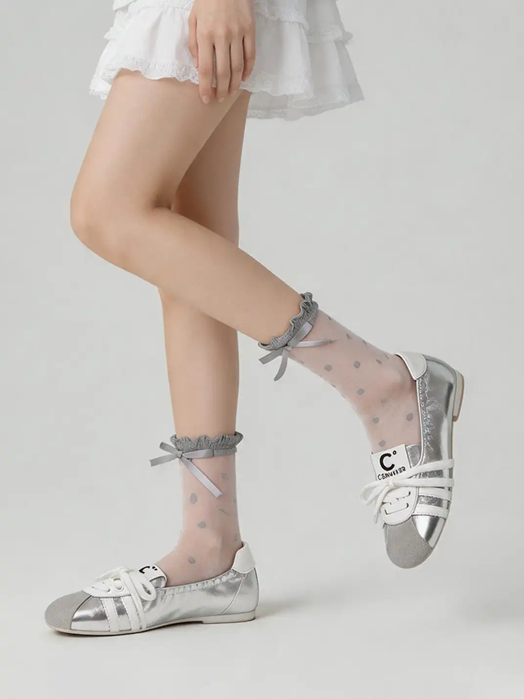C.BANNER丨Leather Ballet Flats Women's Silver