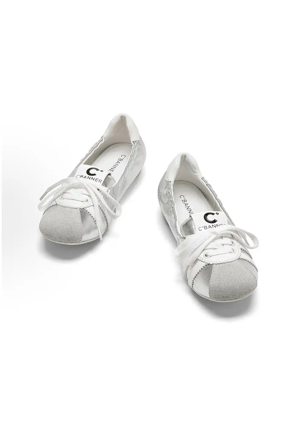 C.BANNER丨Leather Ballet Flats Women's Silver