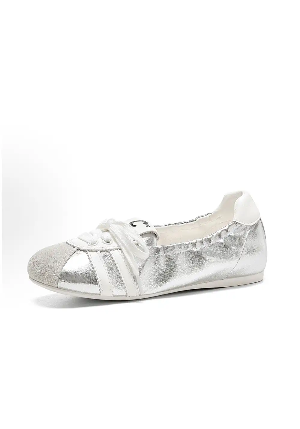 C.BANNER丨Leather Ballet Flats Women's Silver