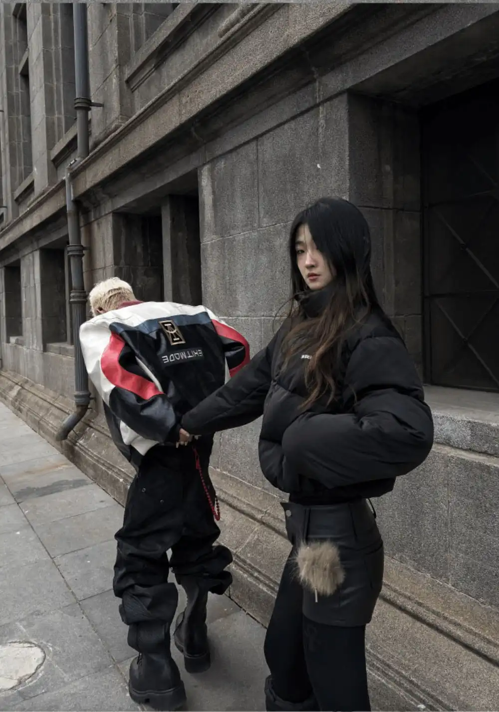 GOJOYJINNI丨Armor Patch Distressed Biker Jeans