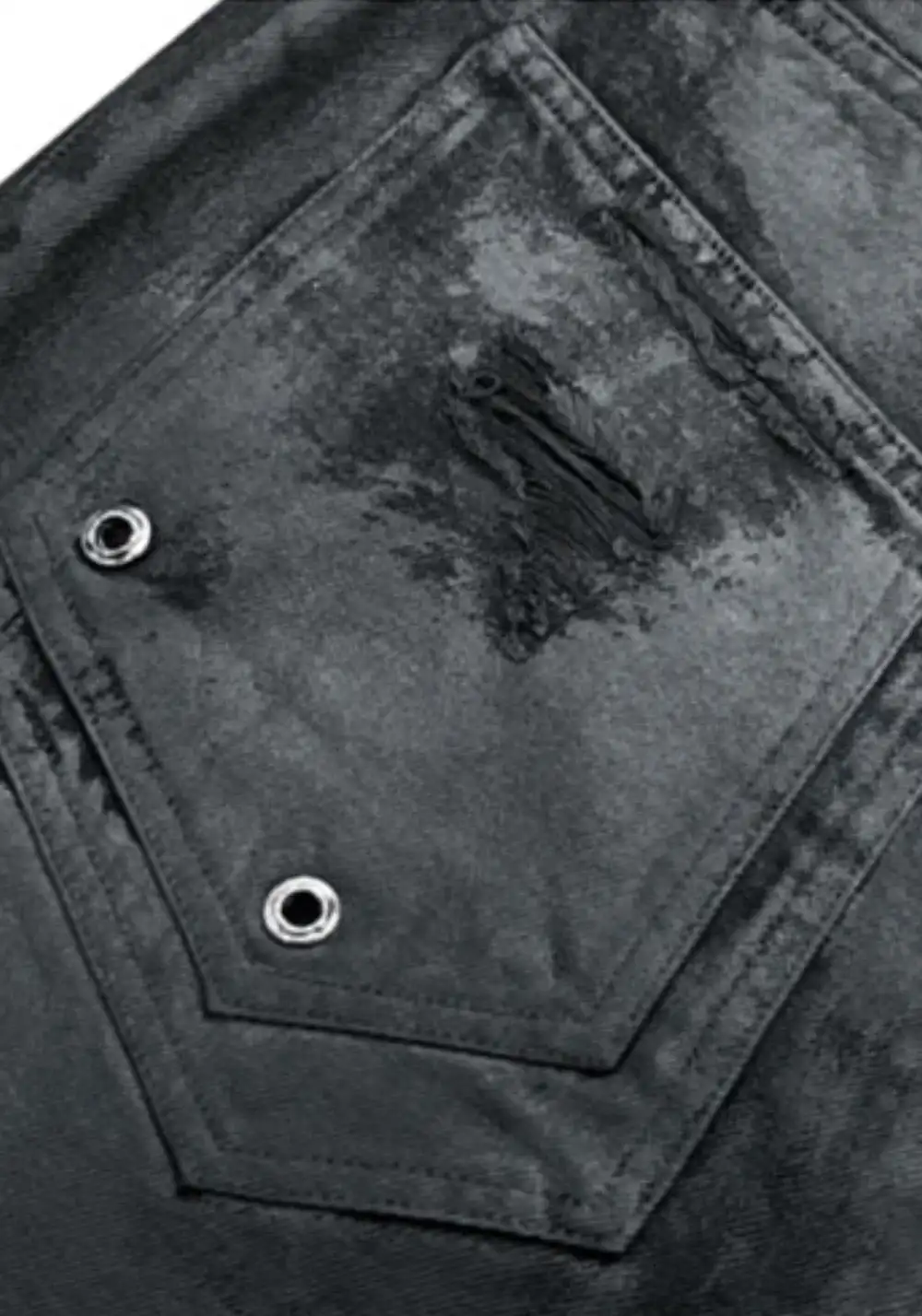 GOJOYJINNI丨Armor Patch Distressed Biker Jeans