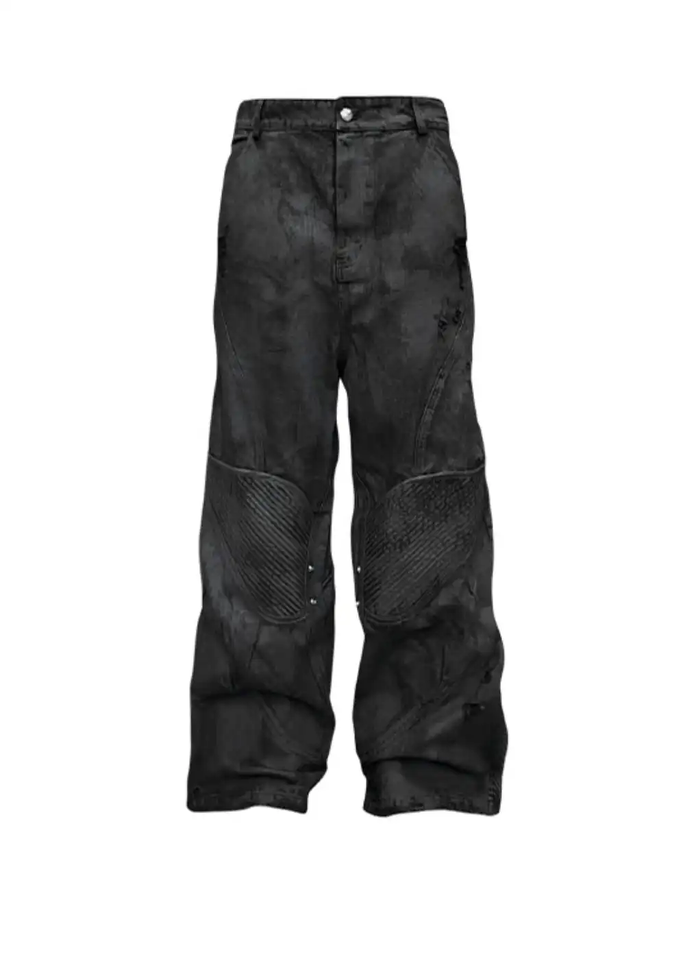 GOJOYJINNI丨Armor Patch Distressed Biker Jeans
