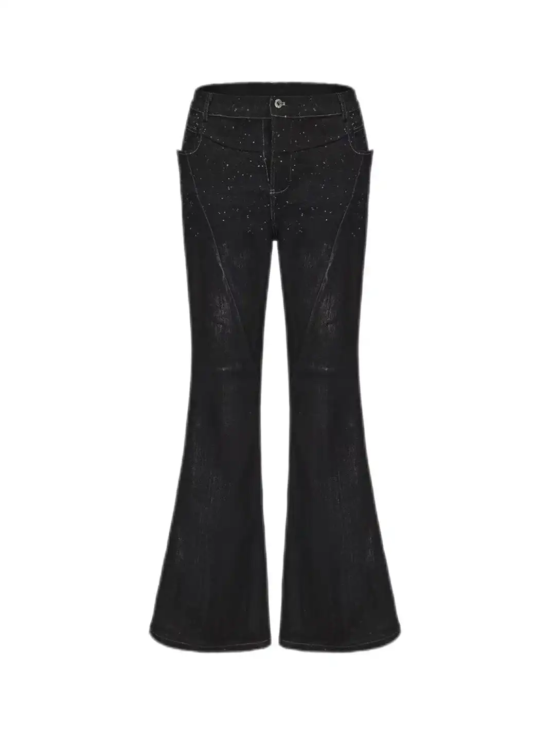 DisarkāSilver Glitter Pentagram Waxed Flared Pants
