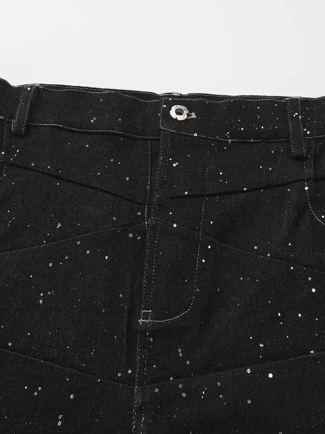 DisarkāSilver Glitter Pentagram Waxed Flared Pants