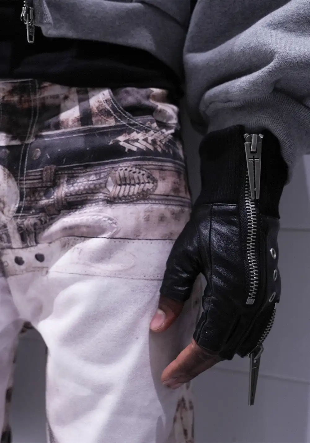 REBEL WAVE丨25SS“WOR”DOUBLE ZIP STRUCTURE LAYERED GLOVES