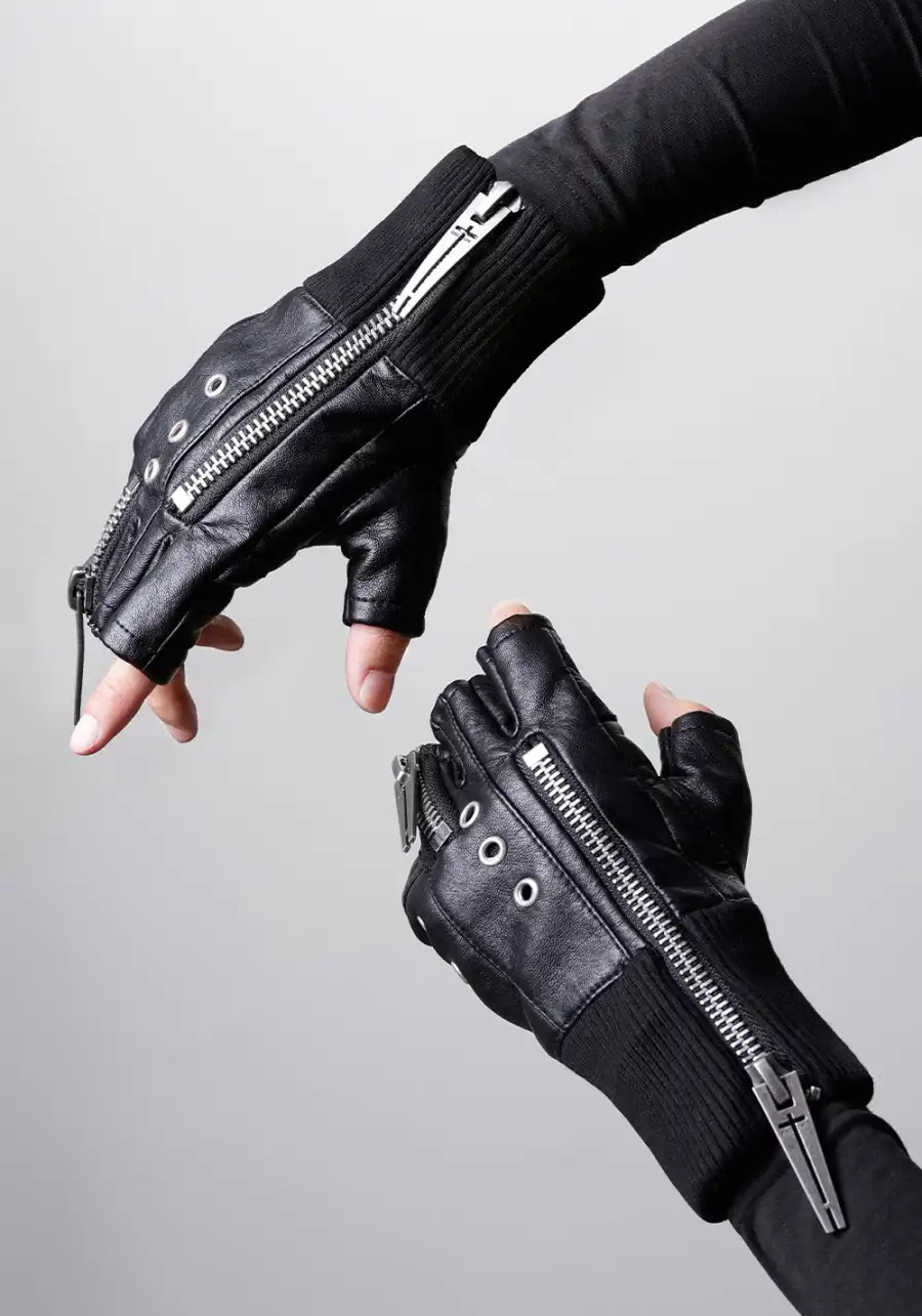 REBEL WAVE丨25SS“WOR”DOUBLE ZIP STRUCTURE LAYERED GLOVES - 3