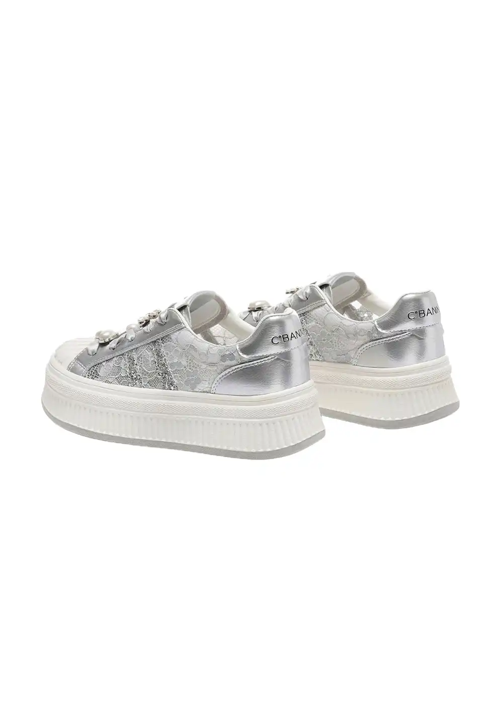 C.BANNER丨Shell Head Silk Ribbon Lace Low-top Sneakers