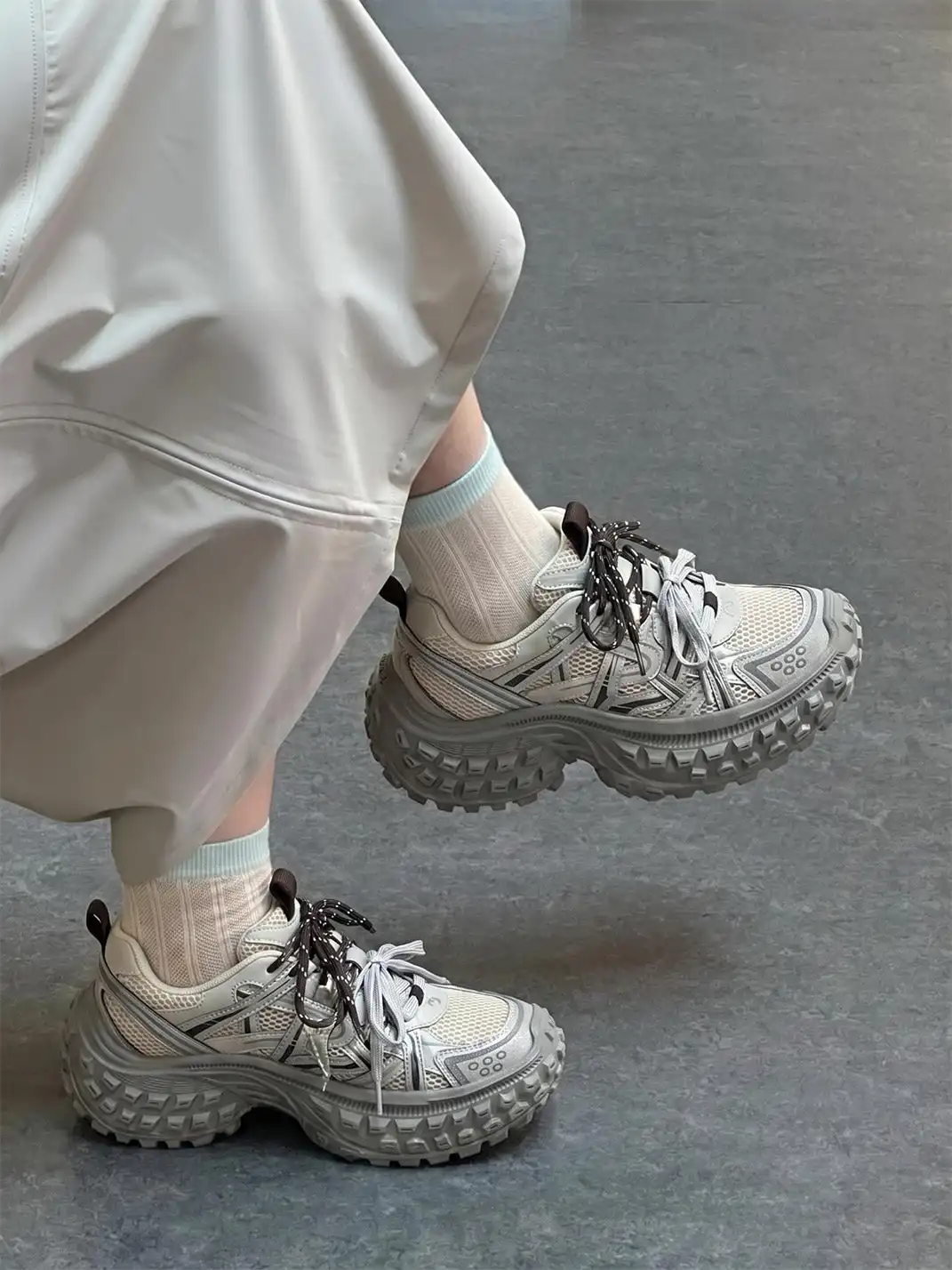 C.BANNER丨Silver Chunky Dad Sneakers for Women