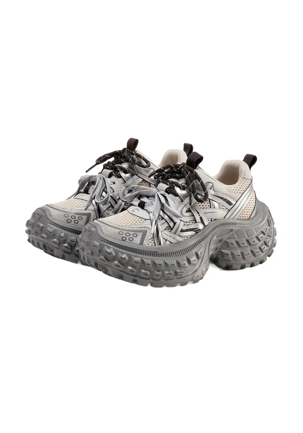 C.BANNER丨Silver Chunky Dad Sneakers for Women