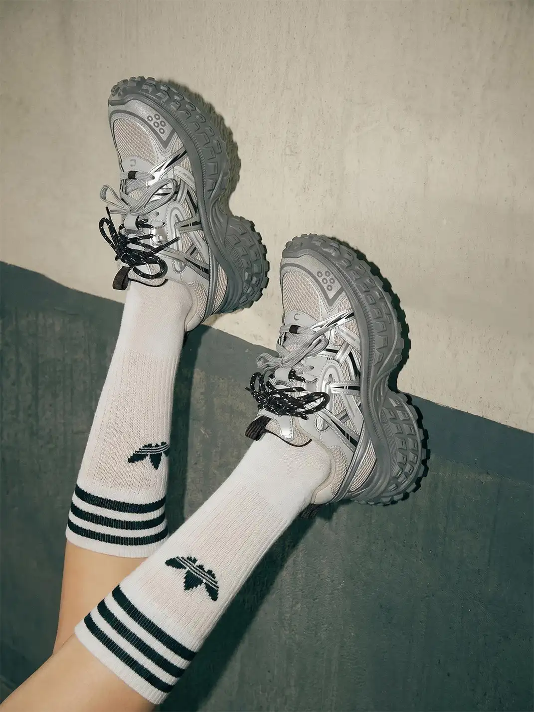 C.BANNER丨Silver Chunky Dad Sneakers for Women