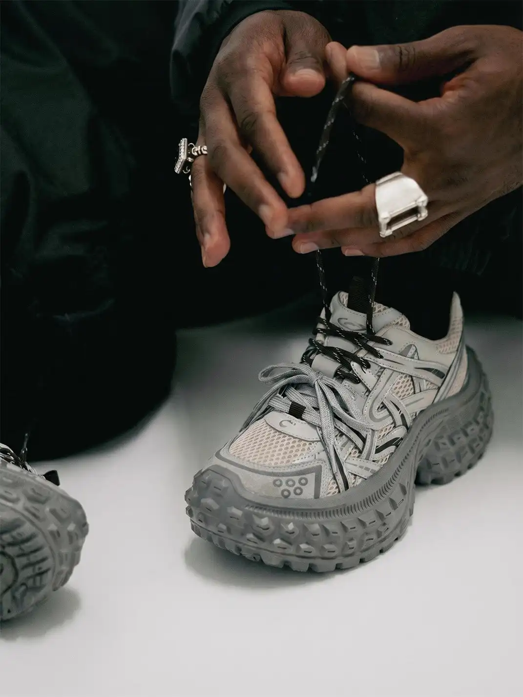 C.BANNER丨Silver Chunky Dad Sneakers for Women