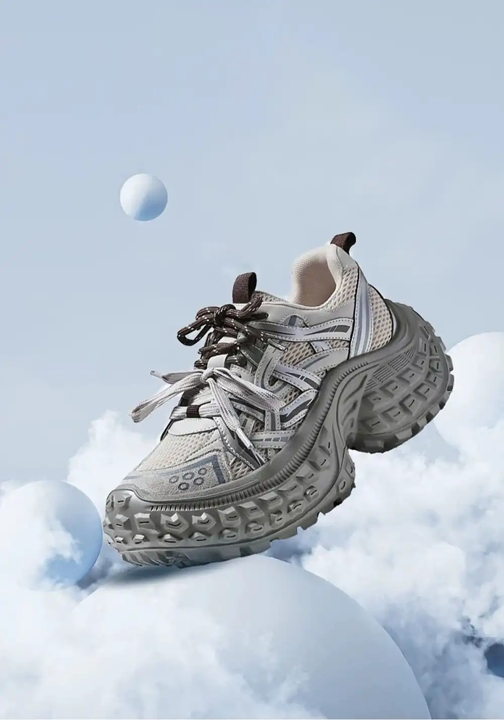 C.BANNER丨Silver Chunky Dad Sneakers for Women