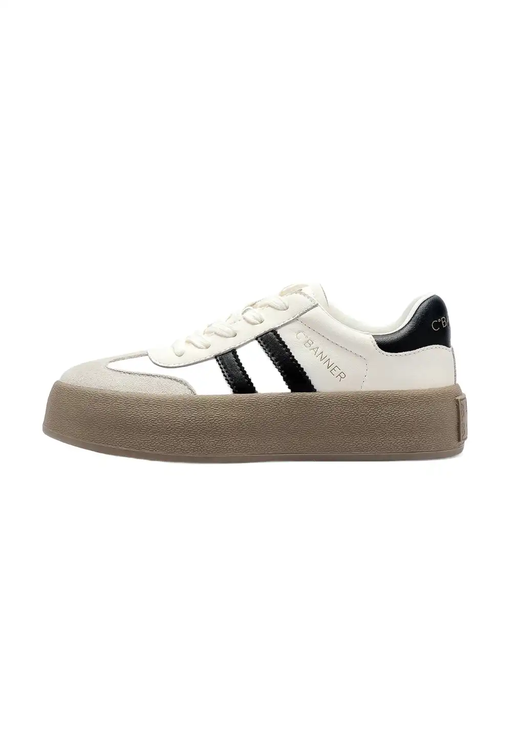 C.BANNER丨Silver Grey Colorblock Platform Sneakers