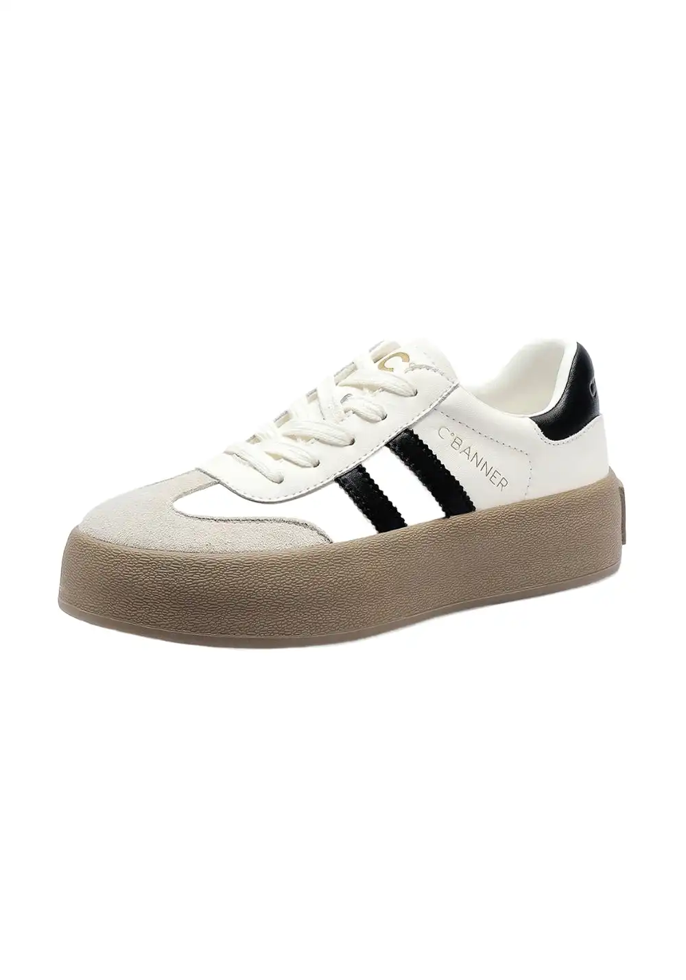 C.BANNER丨Silver Grey Colorblock Platform Sneakers