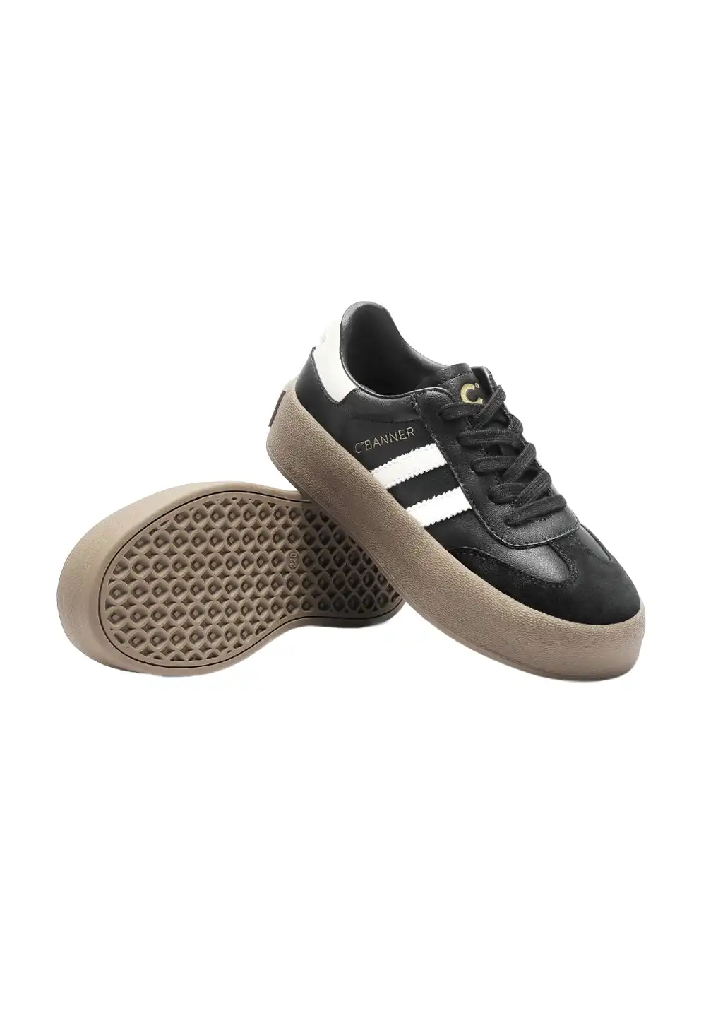 C.BANNER丨Silver Grey Colorblock Platform Sneakers