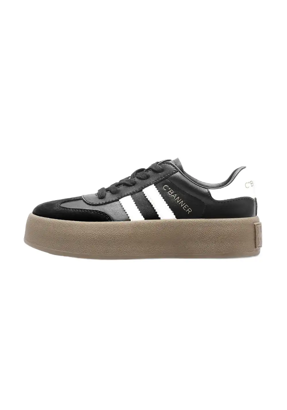 C.BANNER丨Silver Grey Colorblock Platform Sneakers