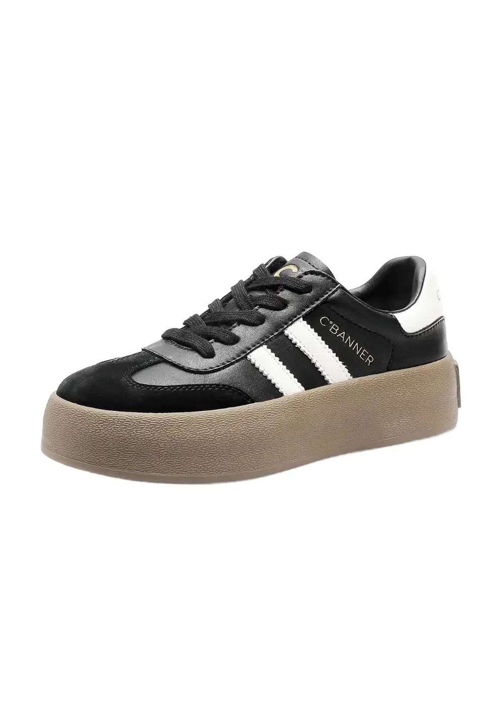 C.BANNER丨Silver Grey Colorblock Platform Sneakers