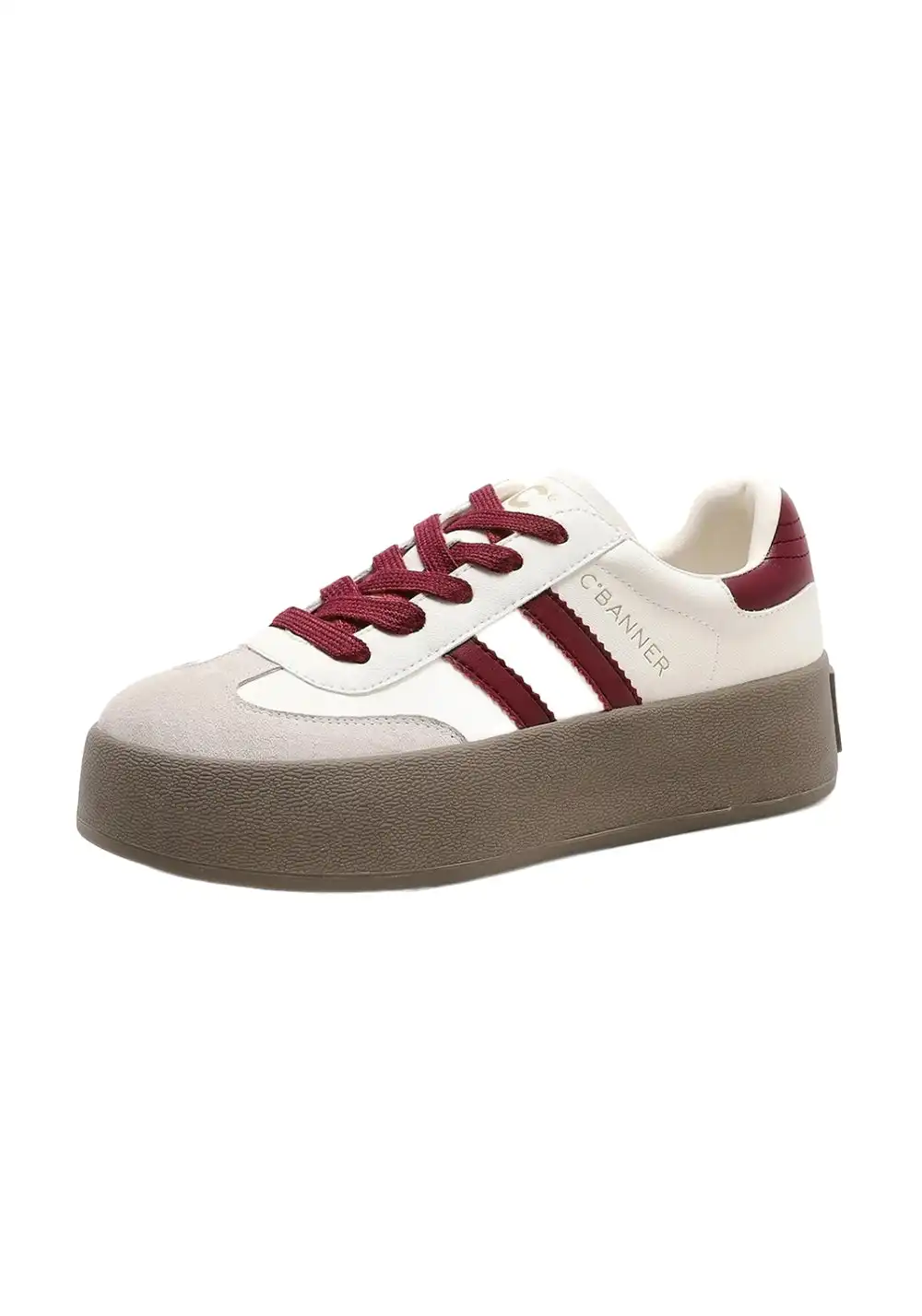 C.BANNER丨Silver Grey Colorblock Platform Sneakers
