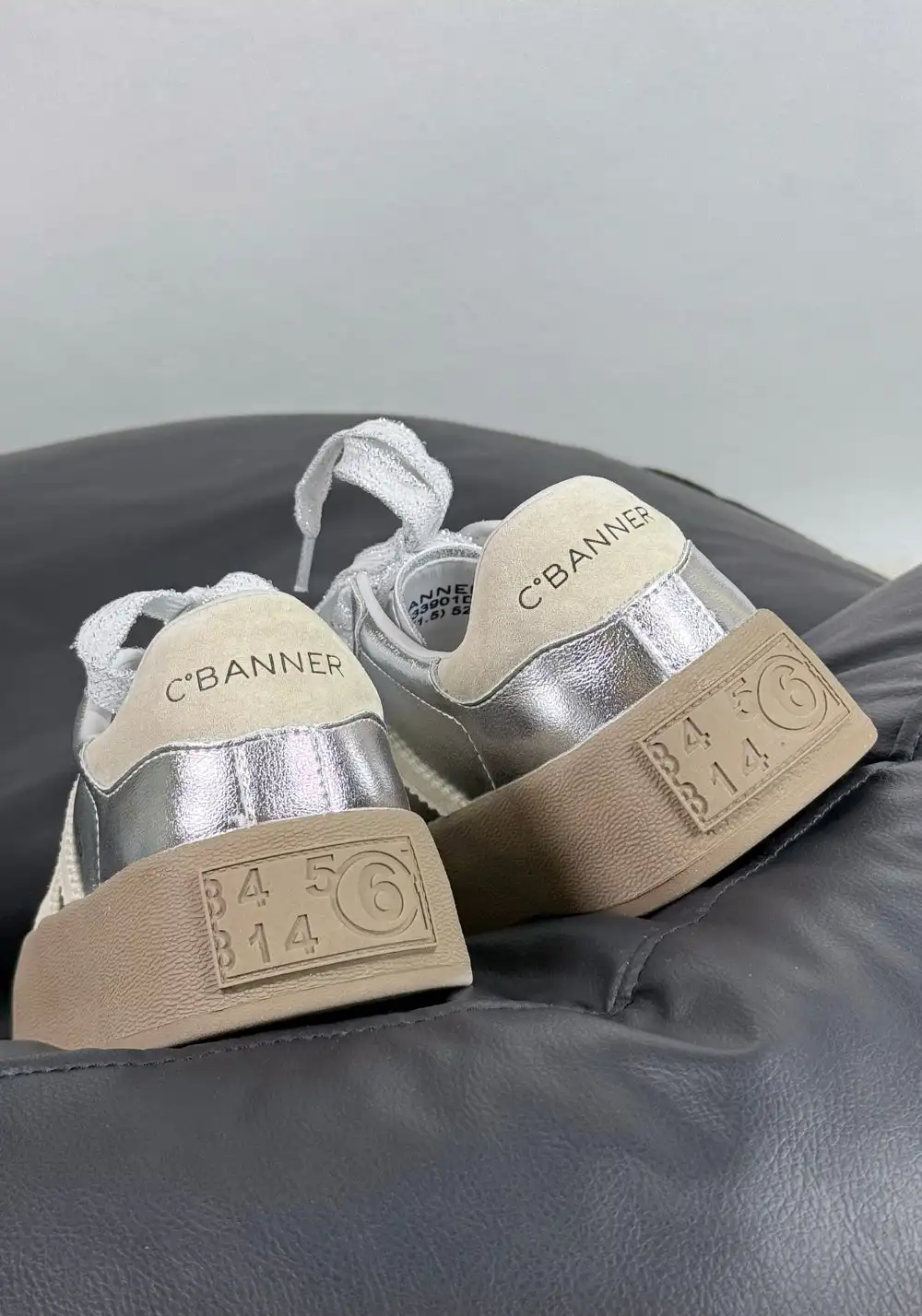 C.BANNER丨Silver Grey Colorblock Platform Sneakers