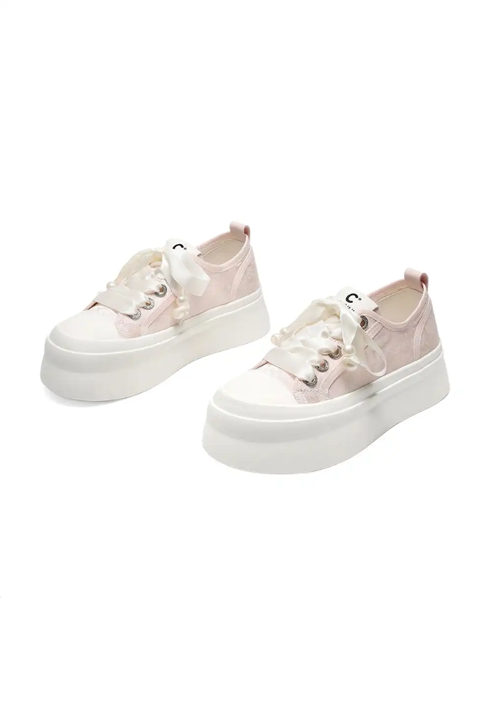 C.BANNER丨Daisy Mesh Platform White Sneakers
