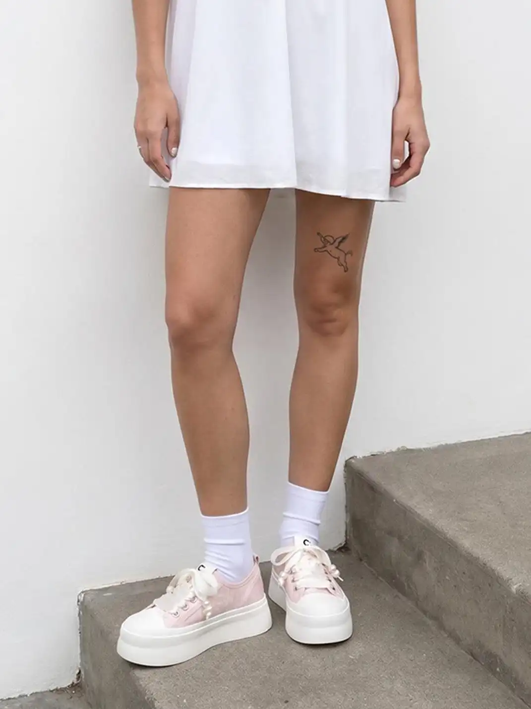 C.BANNER丨Daisy Mesh Platform White Sneakers