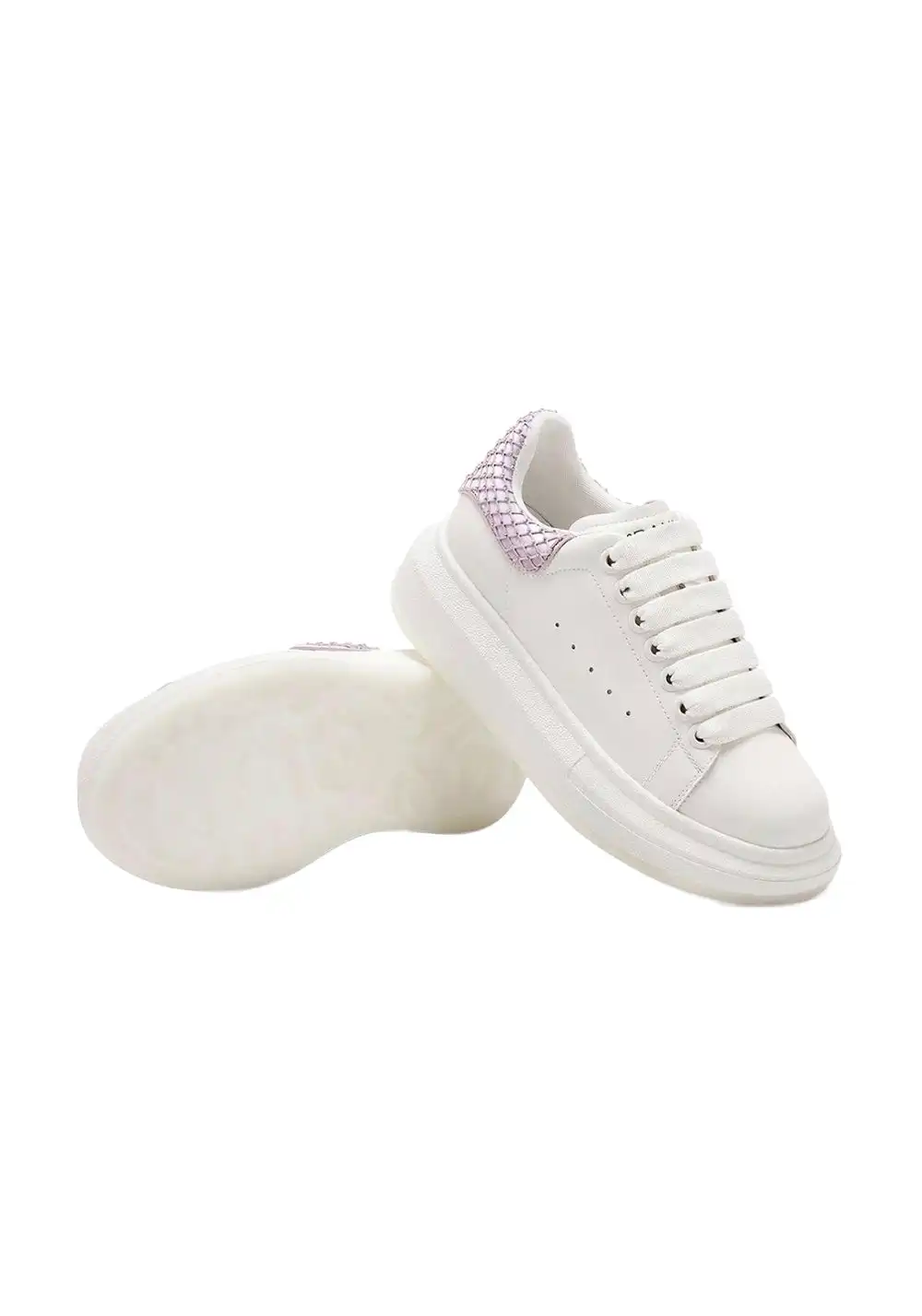 C.BANNER丨Leather Platform Rhinestone Sneakers