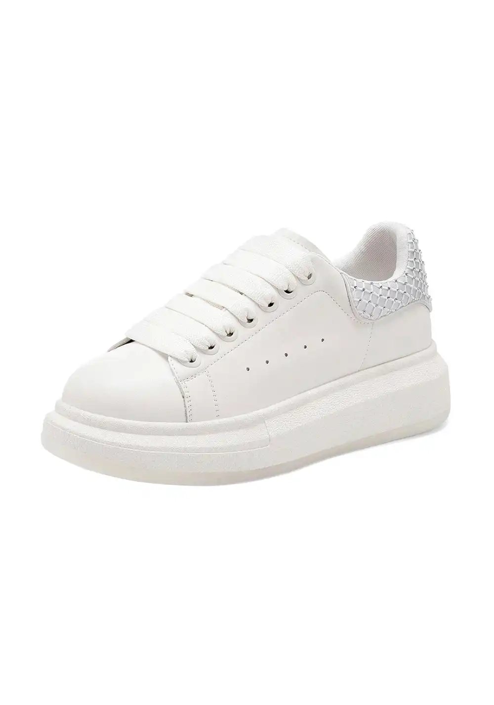 C.BANNER丨Leather Platform Rhinestone Sneakers