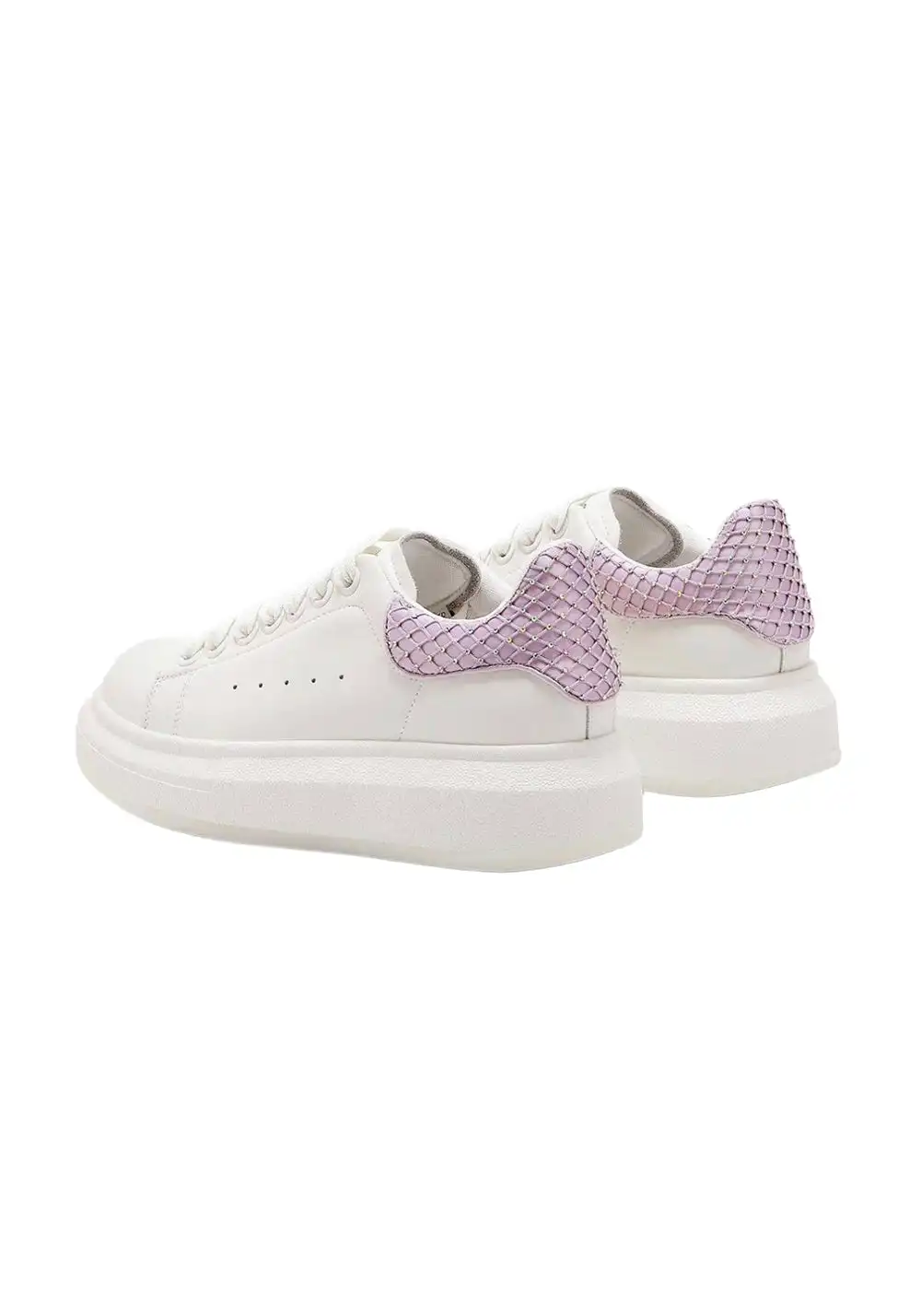 C.BANNER丨Leather Platform Rhinestone Sneakers