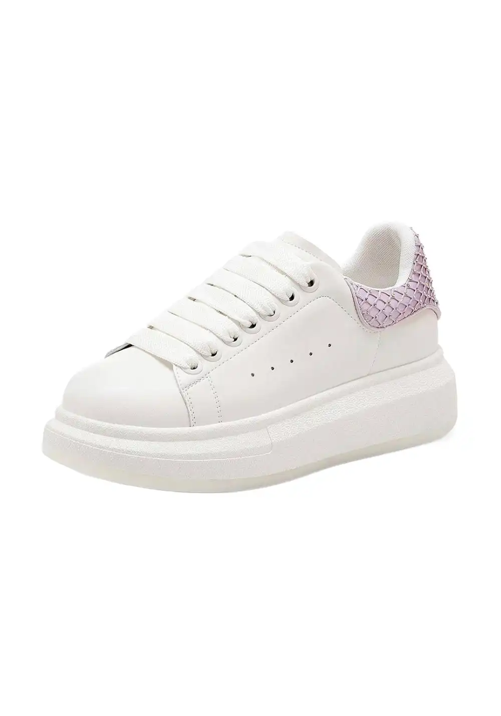 C.BANNER丨Leather Platform Rhinestone Sneakers
