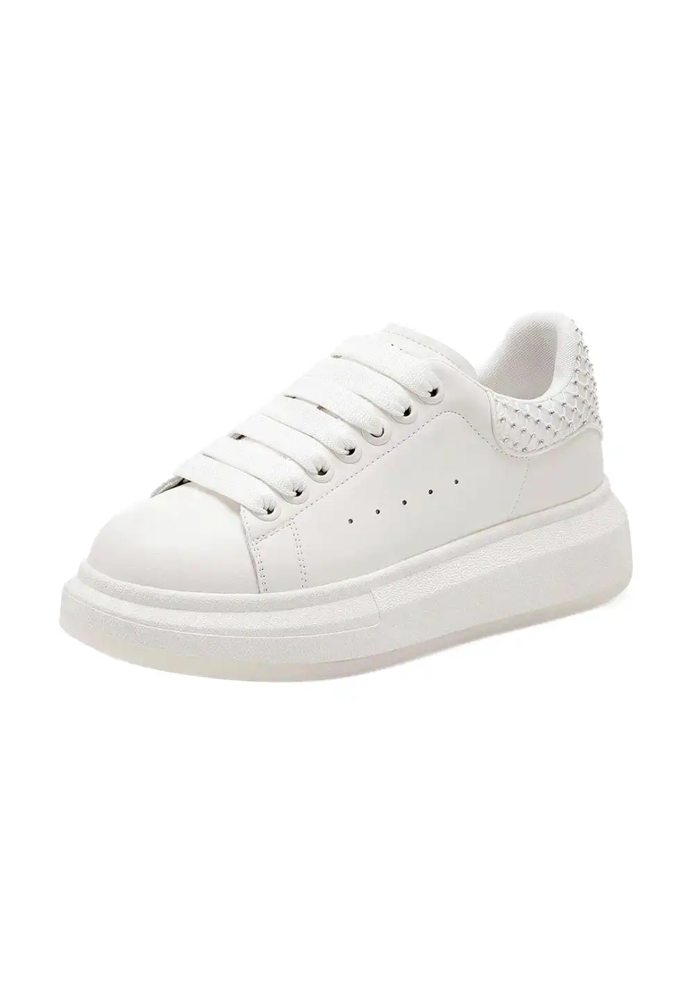 C.BANNER丨Leather Platform Rhinestone Sneakers