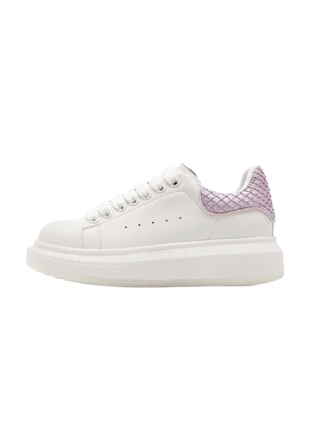 C.BANNER丨Leather Platform Rhinestone Sneakers