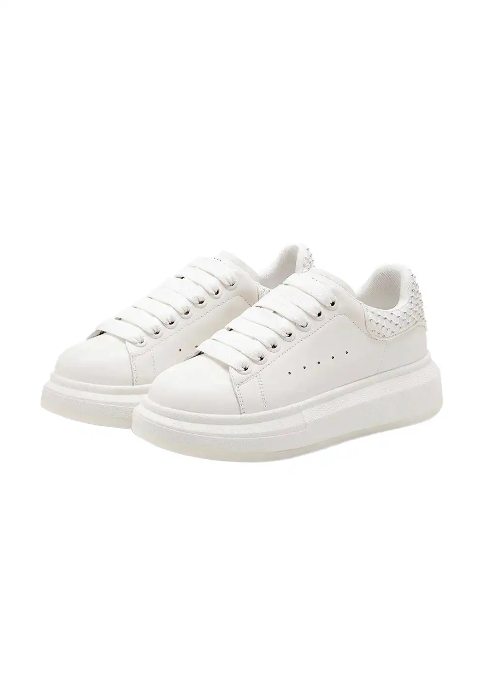C.BANNER丨Leather Platform Rhinestone Sneakers