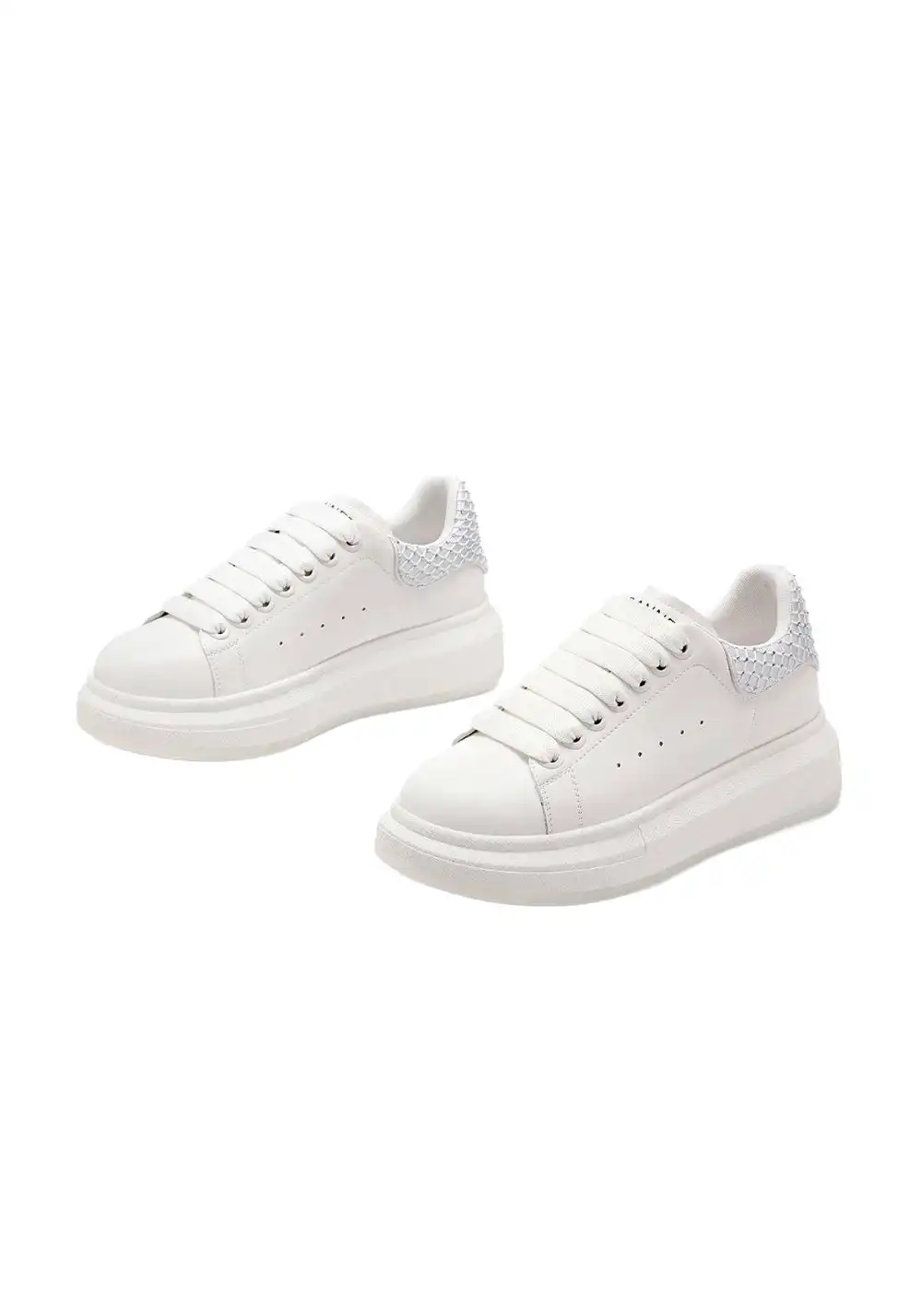 C.BANNER丨Leather Platform Rhinestone Sneakers