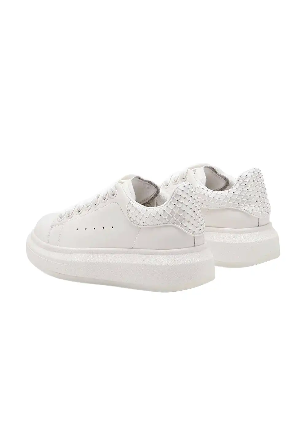 C.BANNER丨Leather Platform Rhinestone Sneakers